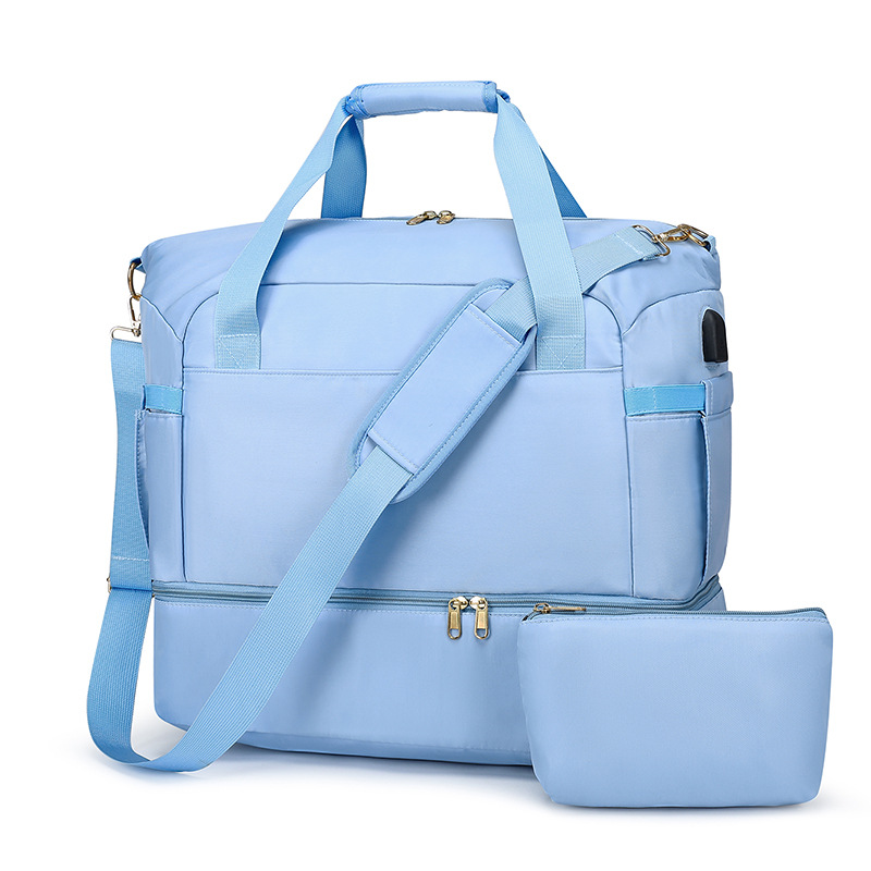 Bolsa de viaje inclinada de gran capacidad de almacenamiento de zapatos independiente separación seca y húmeda bolsa de equipaje gruesa tela de nylon bolsa madre mayorista