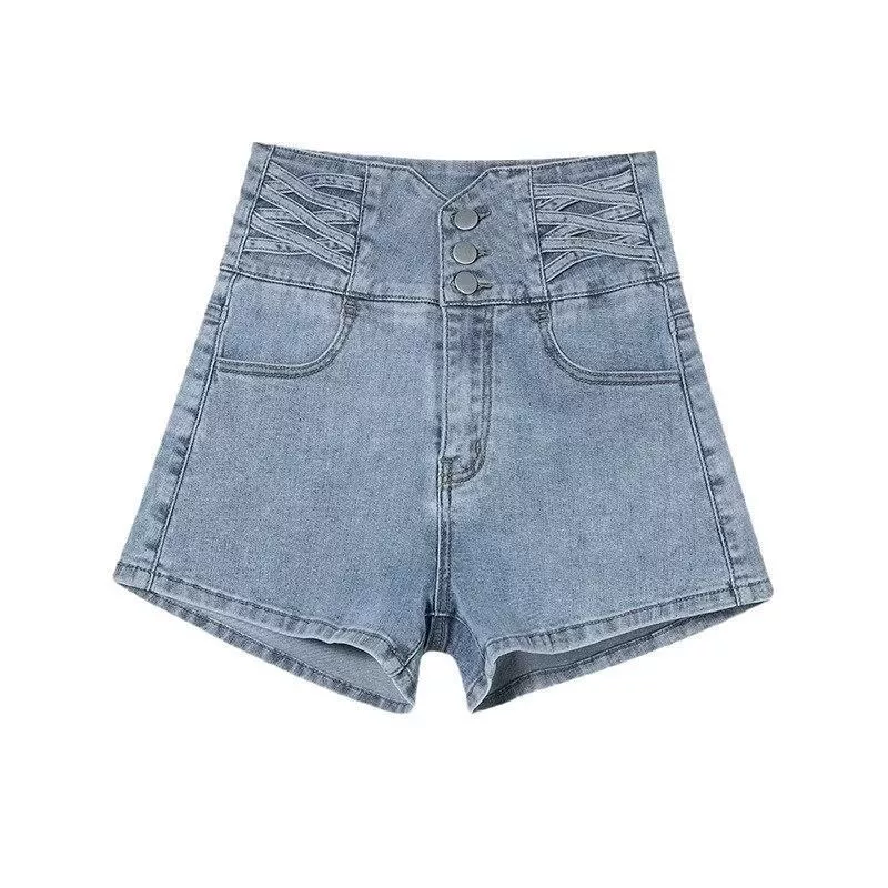 Юбка джинсовая летняя, шорты, брюки, Oversize, свободный крой, для женщин плюс-сайз, высокая талия, А-силуэт