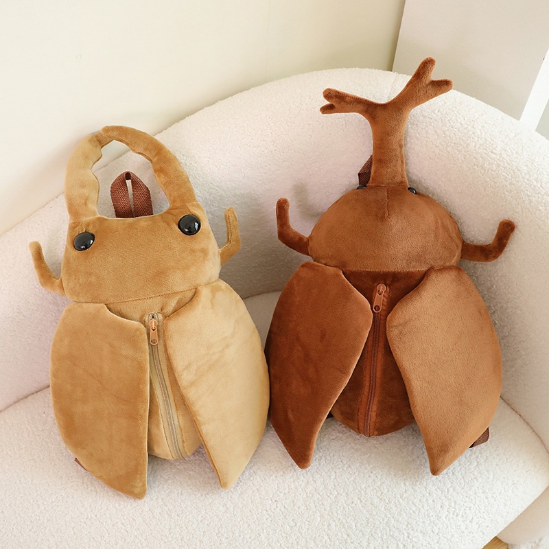 Mochila de insectos de simulación de niños bolsas de muñecas de peluche unicornio muñecas escarabajos lindos dibujos animados mochila pequeña transfronteriza