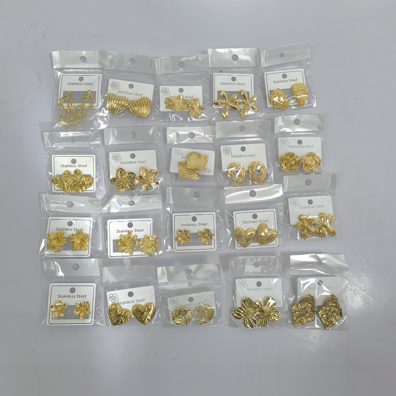 Aretes Geométricos de Corazón de Acero Inoxidable 304 Galvanizado para Mujer