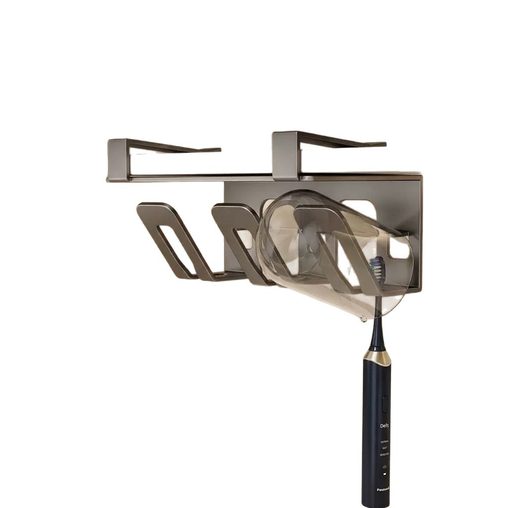 Soporte de Pared para Cepillos y Vasos de Acero al Carbono, Sin Perforación, Escurrible, para Baño image 6