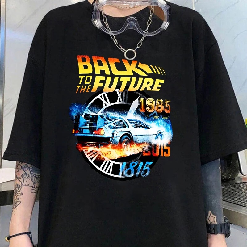 Back to the Future T-shirt Y2k Harajuku T-shirt for men and women, cool short-sleeved hip-hop top for summer, antibacterial summer T-shirt