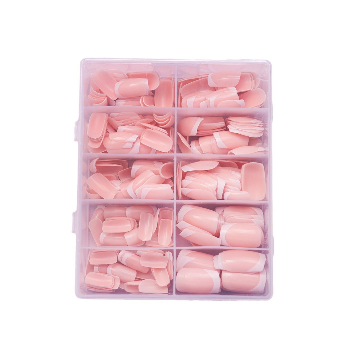 120 piezas en caja desnudas rosadas francesas líneas de bordado blanco simple versátil desmontable al por mayor