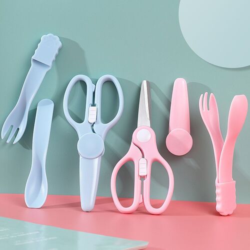 Baby Stainless Steel Food Carrier Cutting Knife, Portable Food Shears for Infants, Baby Snack Cutting Tool, Kitchen Vegetable and Noodle Shears