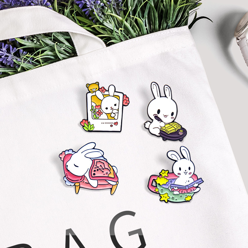 Cartoon Style Style Cartoon Style Pin Rabbit Flower Alloy Enamel Unisex Brooches