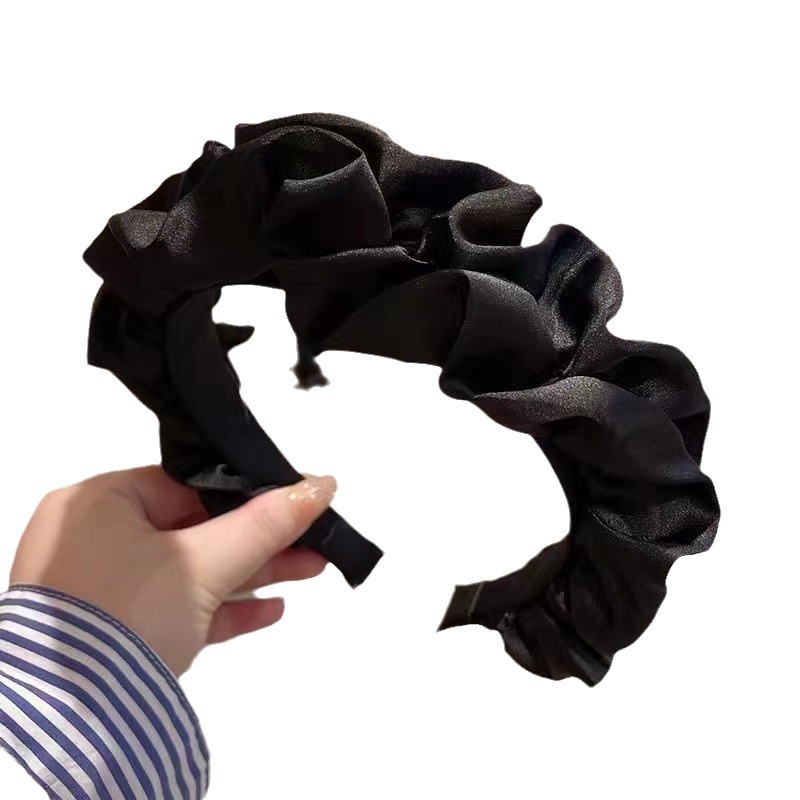 Accessoire crânien haut plissé simple et à la mode, sensation haut de gamme, avec bandeau pour cheveux rouge en filet qui accentue_voghion.com