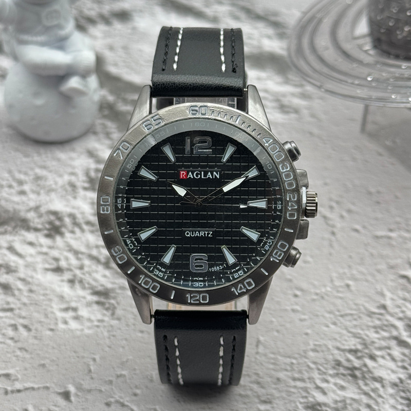 国境を越えた対外貿易の爆発的なファッショントレンドカジュアルビジネス石英時計男性ベルト針ボタン大文字盤腕時計卸売り