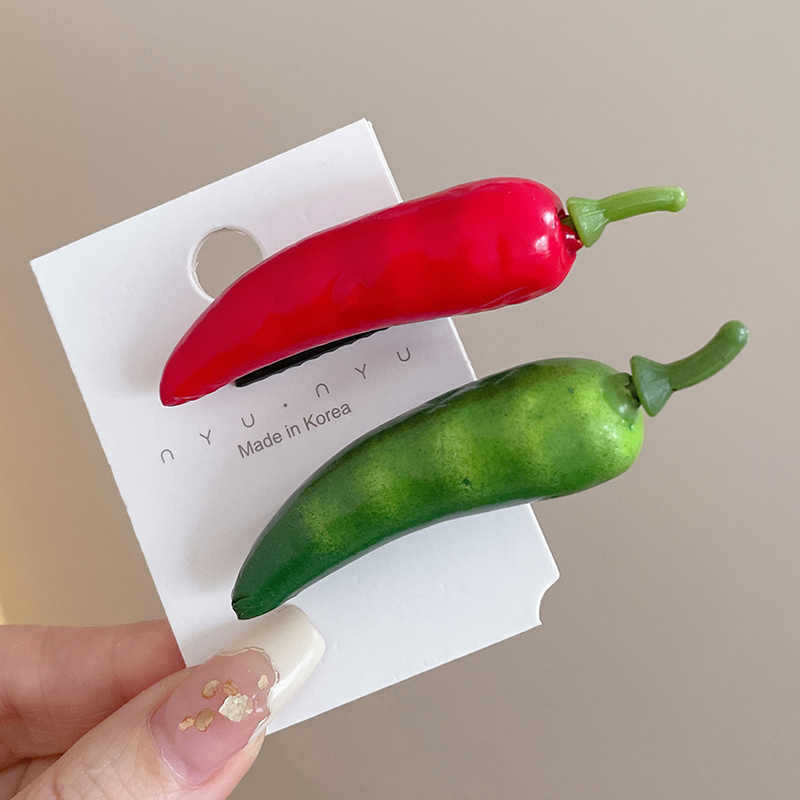 Simulación chile clip de cabello extraña comida frita clip de cabello lateral clip de frisa adornamiento de cabello creativo extraño tocado de hechizo