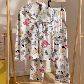 韩版睡衣女长袖长裤可爱少女居家休闲跨境直播外贸家居服一件代发