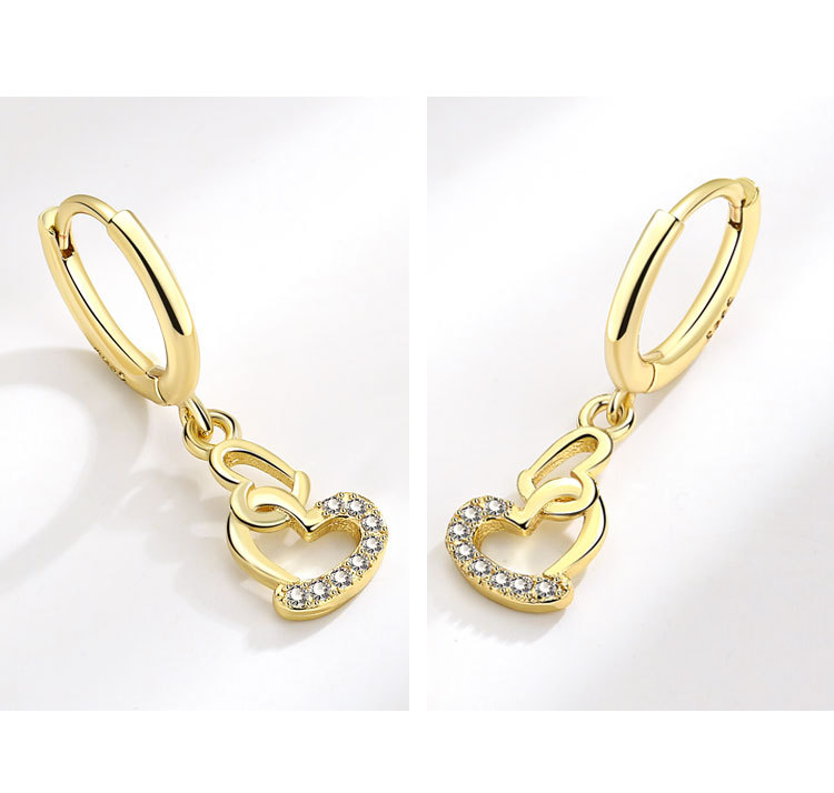 Elegant Simple Style Heart Shape Copper Plating Zircon Drop Earrings 1 Pair display picture 6