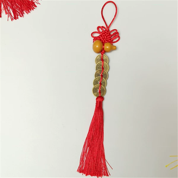 Alloy Five Emperors Coin Peach Wood Gourd Pendant (Send cinnabar hook)