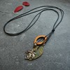 Retro accessories, pendant with tassels, necklace, sweater, cotton and linen, maple leaf