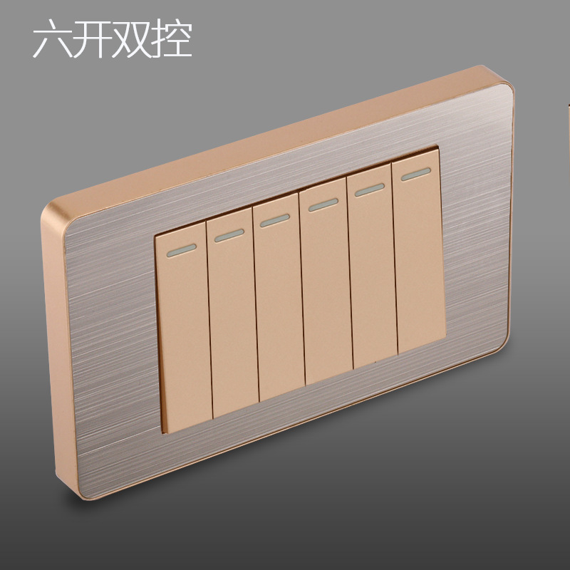 Panel de enchufe de metal estándar estadounidense de acero inoxidable dibujado oro tres agujeros Taiwan conmutador USB suministro directo de fabricantes de enchufes