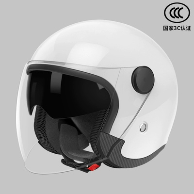 Motosiklet dəbilqələri – women all seasons autumn and winter - one-size-fits-all-new-national-standard-class-a-3c-certification-milkshake-white-double-mirror