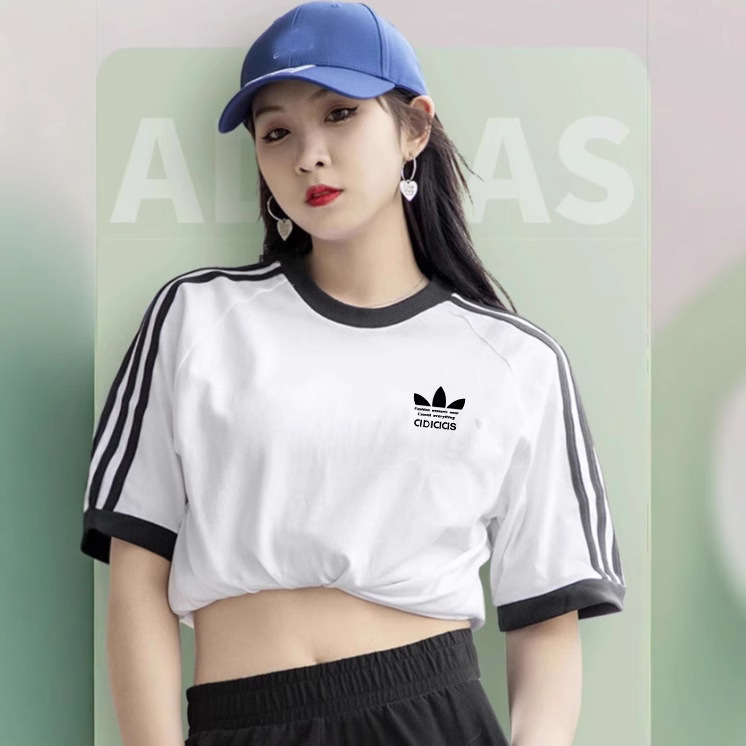 Korean Version of Jenny's Same Clover Embroidered Letter Trendy Brand Pure Cotton Short-Sleeve T-Shirt Summer Women's Pullover Loose Fit