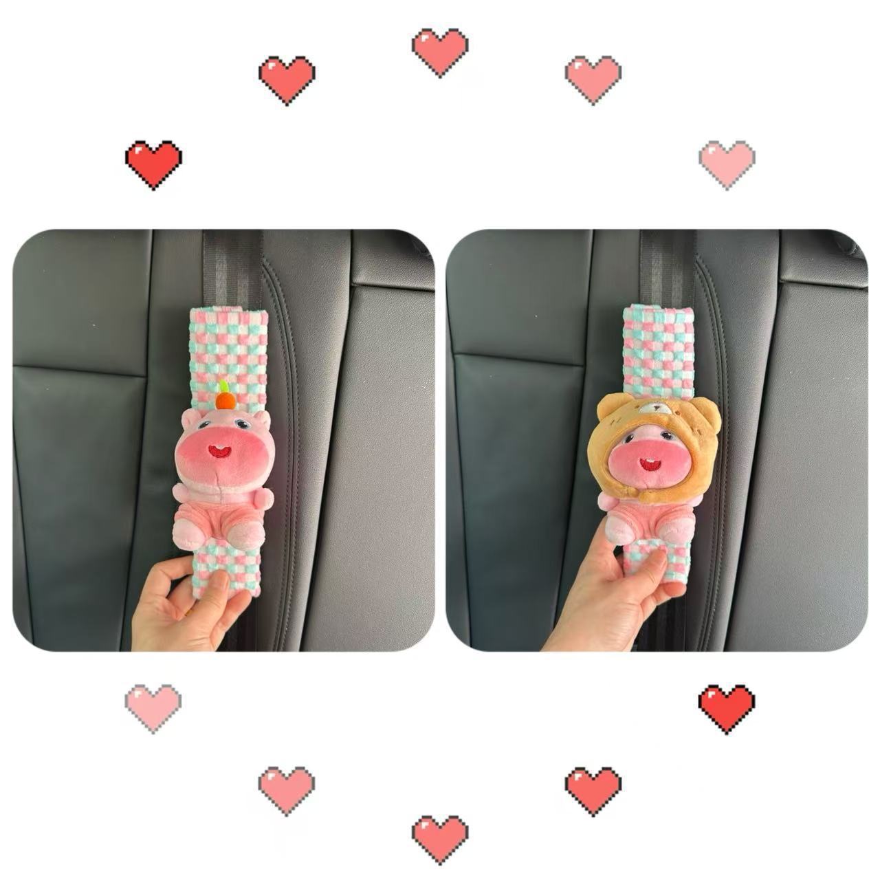 Plush Capybara Lulu Car Seatbelt Shoulder Pad Cartoon Protective Cover Anti-Scratch Clothing Cute Decorative Item Creative