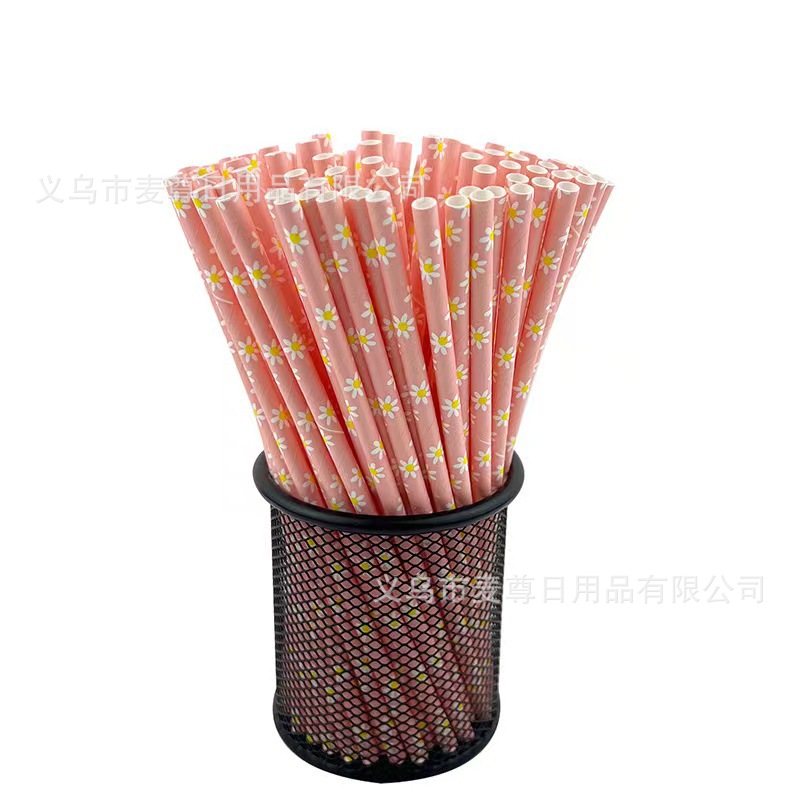 Margarita flor paja de papel desechable degradable grado alimenticio fiesta postre pastel cóctel decoración paja