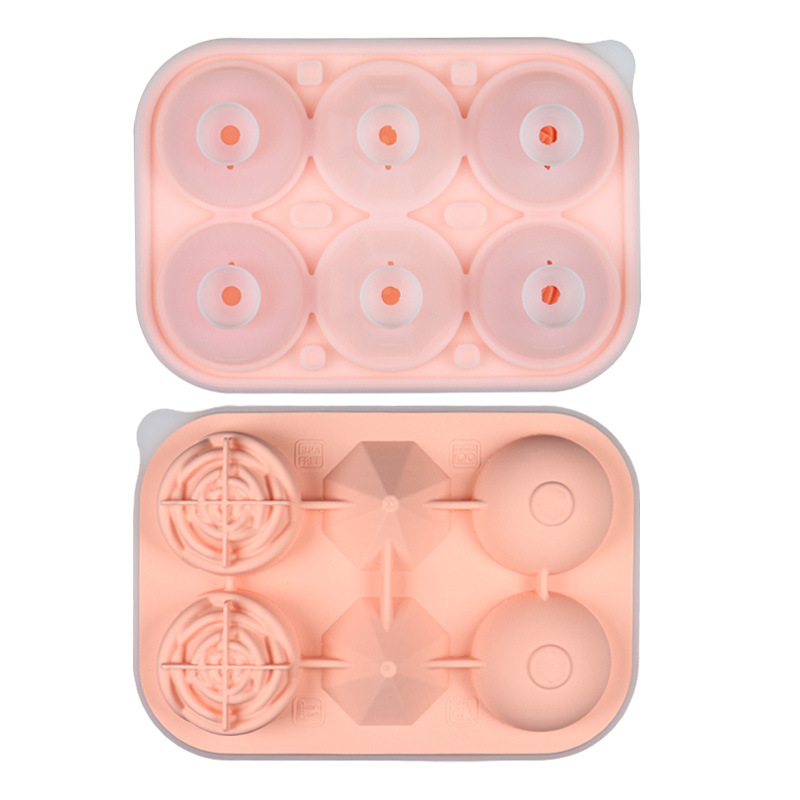 Venta caliente Rosa diamante redondo cubo de hielo molde alimentos grado silicona suave hielo jaula casa flor en forma hielo hockey sobre hielo image 7