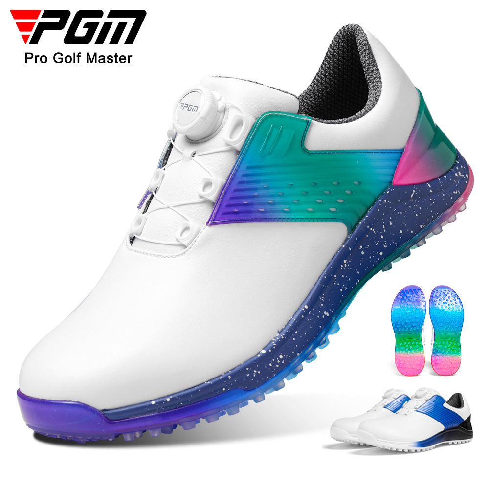 Giày golf PGM nam đế giữa cao su mềm, núm vặn tiện lợi, chống trượt — XZ367-Star Blue [đế giữa cao su mềm IP/đinh giày chống trượt bên/dây buộc núm], XZ367-Super Star Color [IP cao su mềm đế giữa/đinh giày chống trượt bên/dây buộc núm]