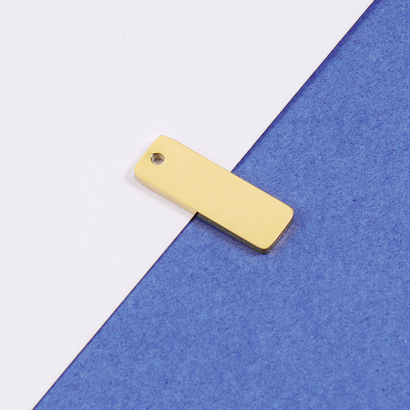 DIY Jewelry Accessories Classification 1 Piece 6 * 18mm 304 Stainless Steel PVD Coated Real Gold Plated Customization Laser Engraving Solid Color Polished Pendant DIY Jewelry Accessories