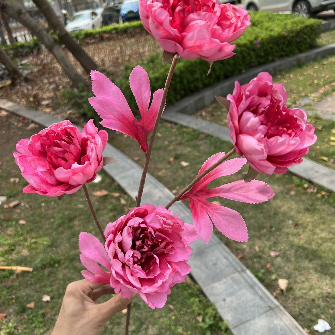 4-cabeza nacional de moda Peony Rose Red