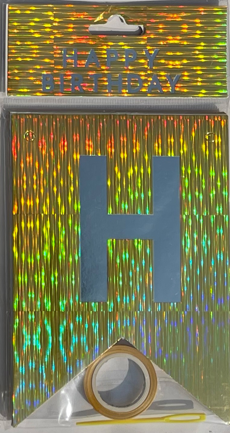 HAPPY BIRTHDAY fiesta de cumpleaños en inglés diseño diagonal de bandera de cola de mermaid letras banderas de color