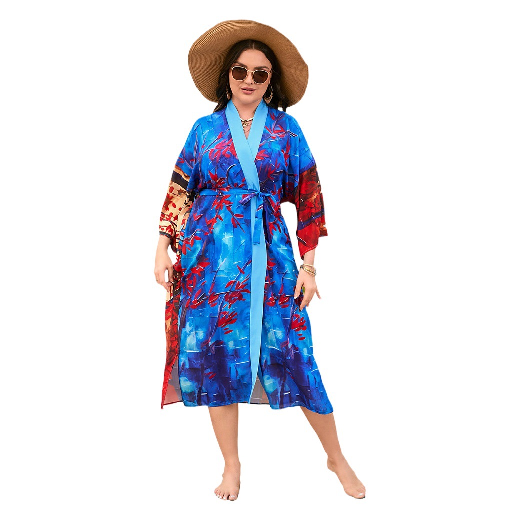 Europa y Estados Unidos transfronterizos vacaciones playa ropa de baño casa bikini camiseta protector solar bañador exterior FK243