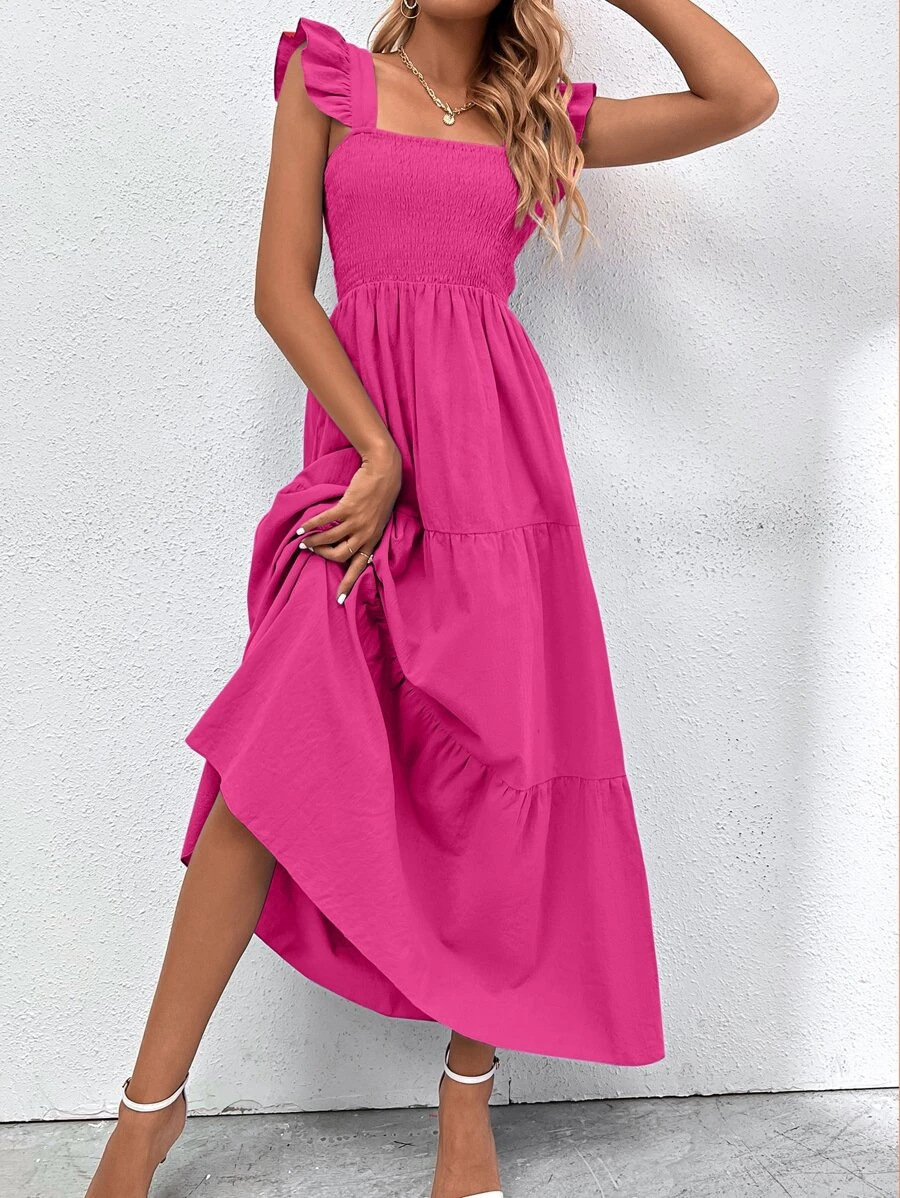 Women's Summer Strap Ruffled Dress: Stylish & Flattering Sundress - Ootddress