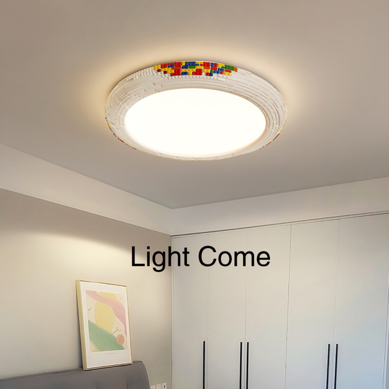 Lego Art Creative Building Block-Shaped Children's Room Ceiling Light Fun Decoration Dopamine Memphis Eye-Protection Lamp
