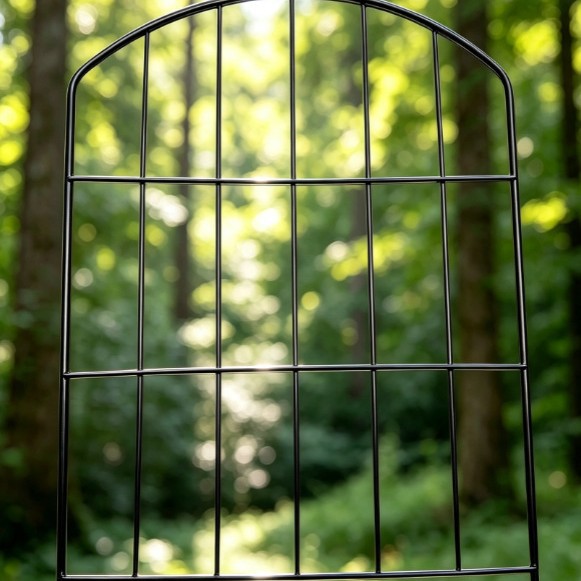 Paneles de cerca prefabricados/estructura de cerca de metal arqueada personalizada para jardín o patio, estacas para el suelo, barrera para mascotas