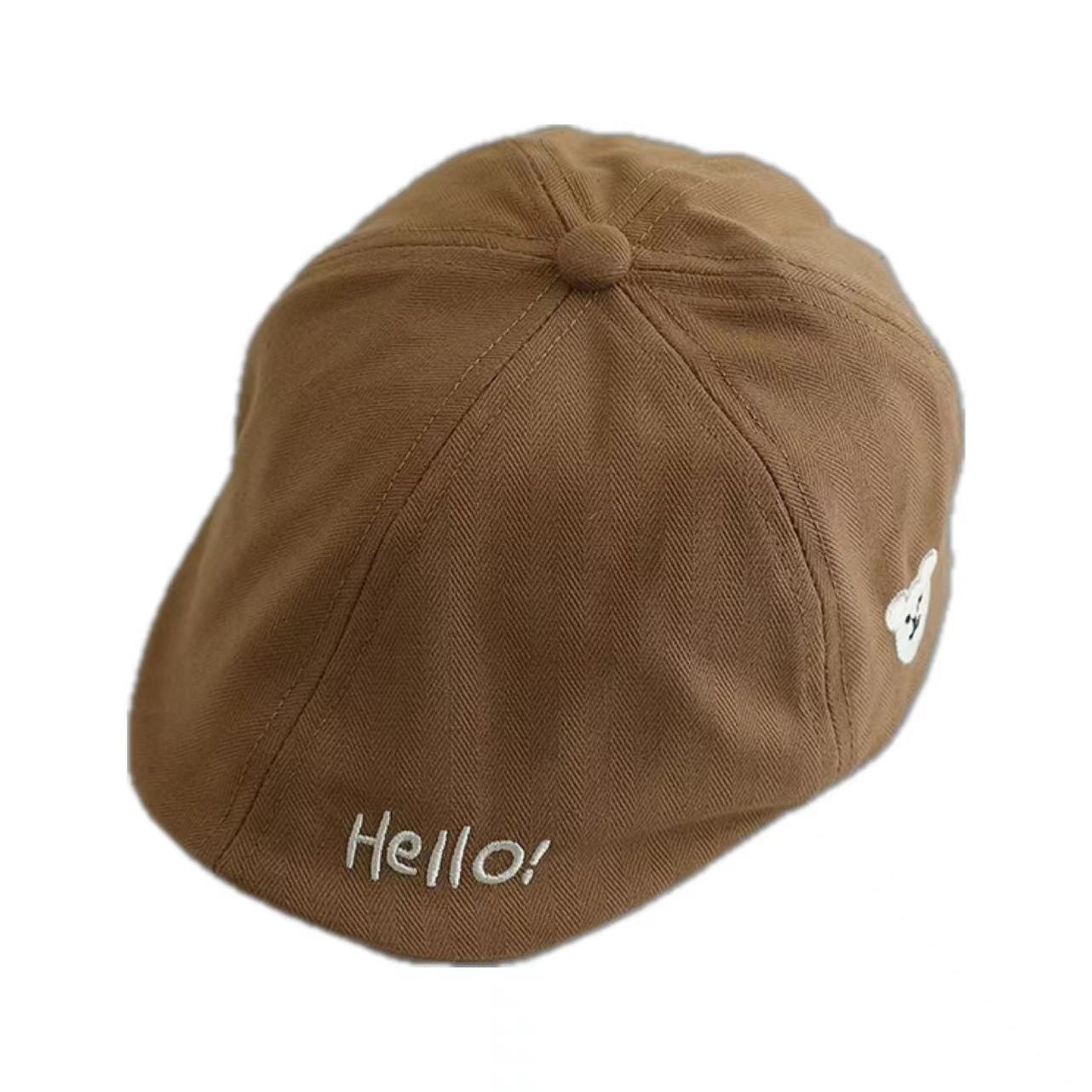 Primavera infantil anti-boina Hello letras coreana bordado sombrero hacia adelante primavera y otoño sombrero para hombres y mujeres