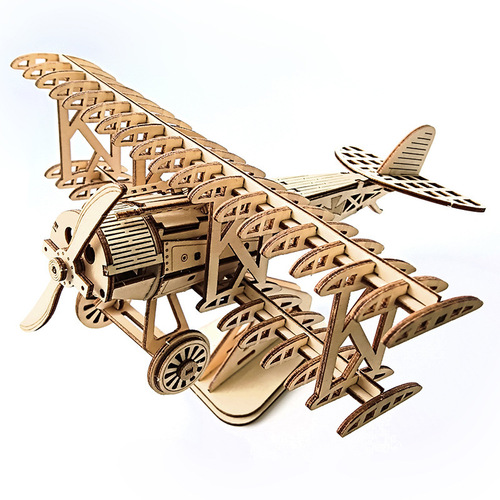 Cross-border manufacturer new aircraft 3D stereoscopic puzzle wooden toy intelligence assembly toy DIY creative decoration
