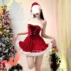 Red clothes + Christmas hat + invisible shoulder straps