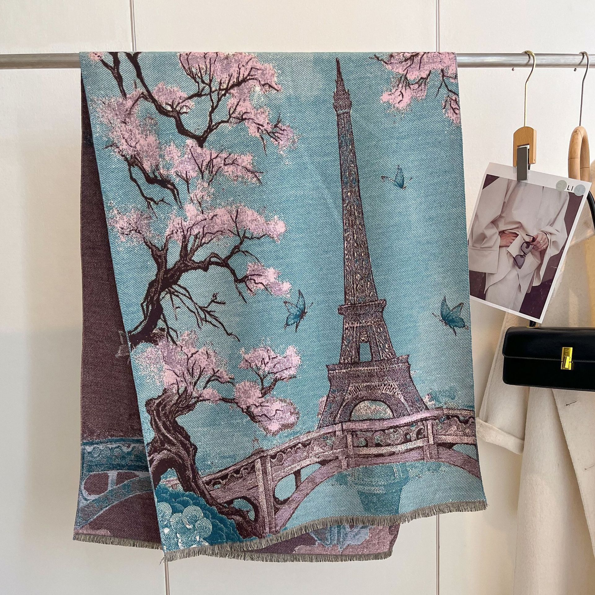 Doble cara invierno engrosado calentamiento collar aire acondicionado chal impresión coreana otoño invierno nuevo bufandas jacquard de cashmere para mujeres