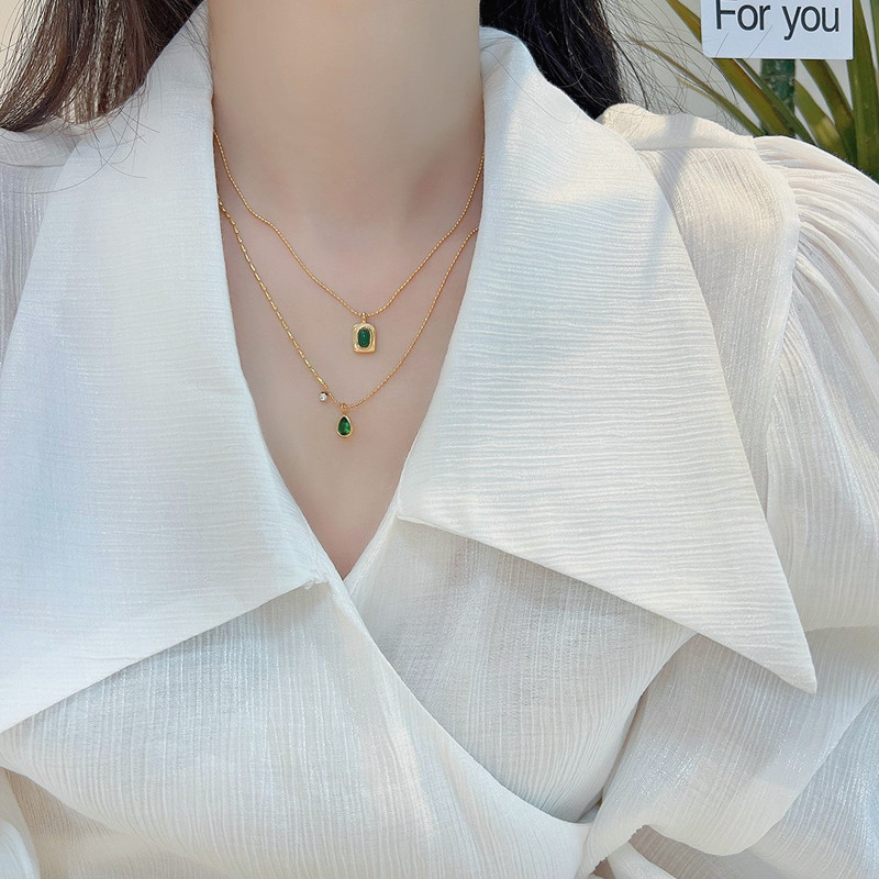 1 Piece Fashion Square Titanium Steel Plating Inlay Zircon Pendant Necklace_colorza_4