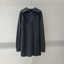 2025冬季新款女装简约百搭翻领套头针织衫宽松毛衣连衣裙 904115