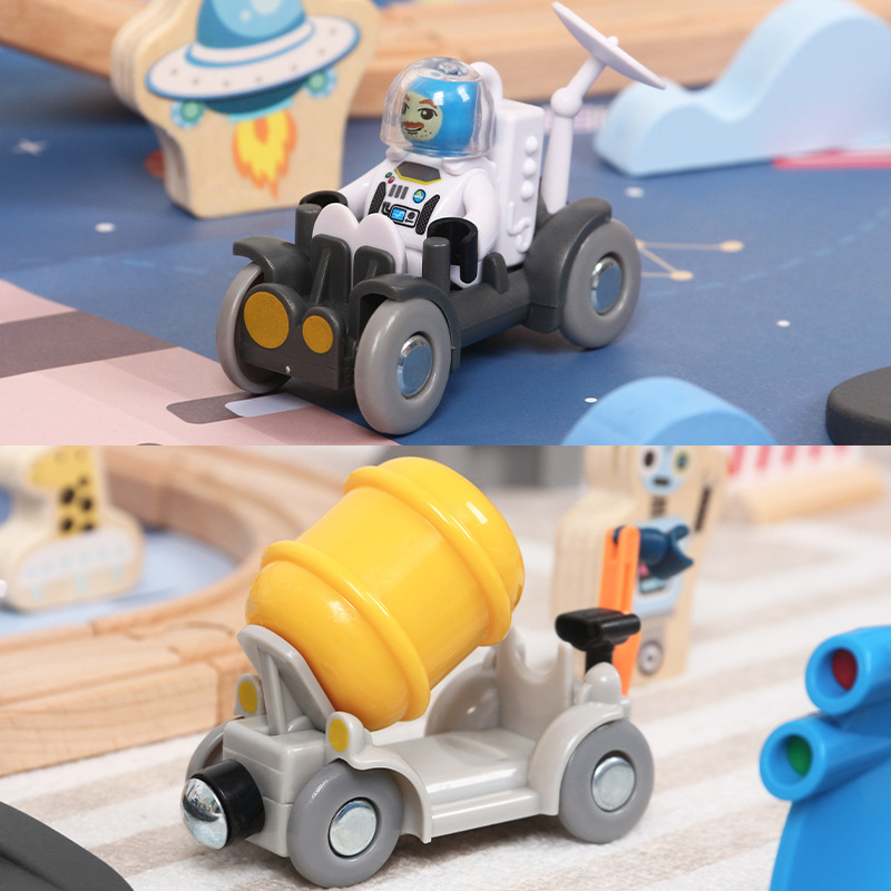 Popular DE LOS NIÑOS madera eléctrica pista tren espacio traje niños educación temprana educativos bloques ensamblados coche juguete