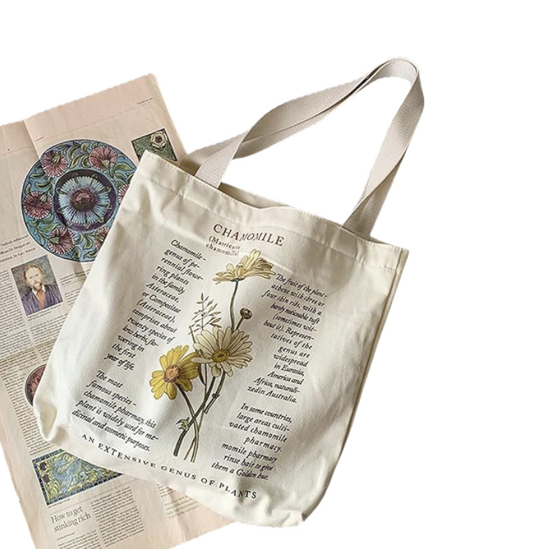 Amazon Cross-border de doble cara impresión margarita abeja flor bolsa de lona fábrica personalizada bolsa de viaje de un solo hombro al por mayor