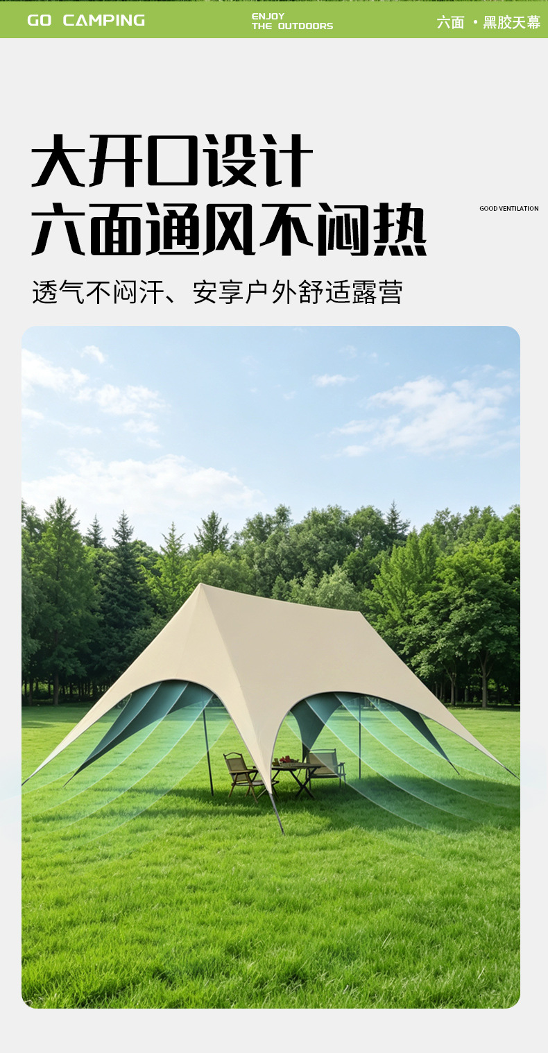 New Quick-Open Canopy Tent for Outdoor Camping 2026 New Model Camping Sunshade with Black Glue Coating New Style Sun Shelter