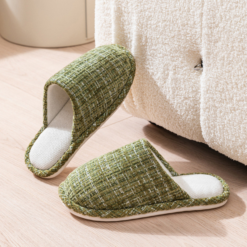 夏日本リネンスリッパ女性の新しい小さな香りホームスリッパホーム四季サイレントホームスリッパ屋内