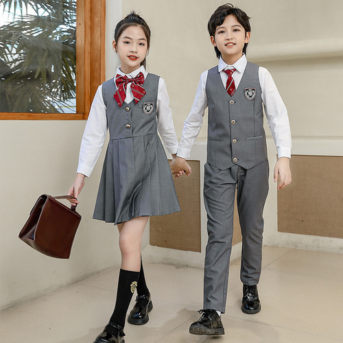 果果同学儿童演出背心裙表演服中小学生校服班服学院风连衣裙套装