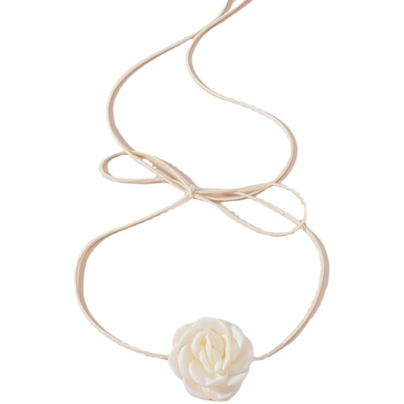 Negro beige vino rojo blanco Corea del Sur flor encaje-up gargantilla collar vintage corte sexy neckband cintura decoración