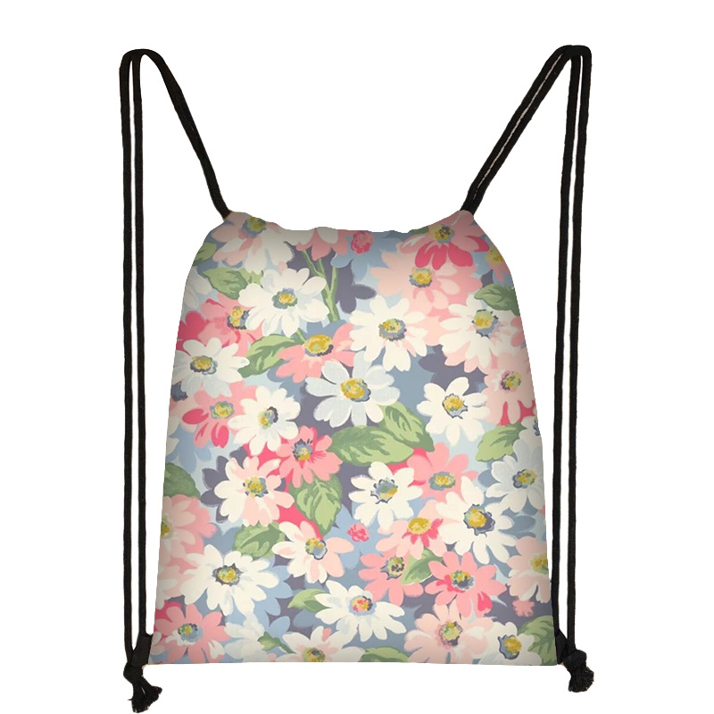 厂家跨境小碎花学生束口袋时尚可爱儿童大容量双肩收纳包包批发热