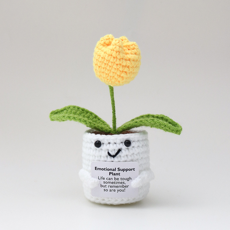 튤립 단일 꽃 치킨 옐로우 09 새싹 녹색 잎 48 호 68 표백 냄비