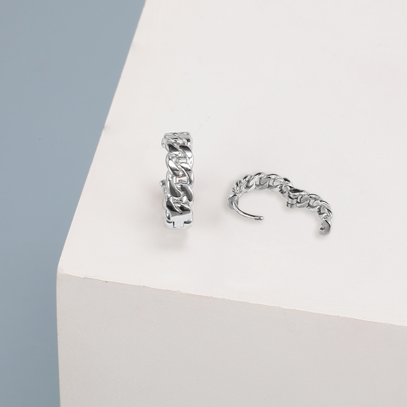 2021 Korean Style Smiley Face Hollow Out Stainless Steel Earrings for Men and Women Geometric Silver Earrings detail image 11