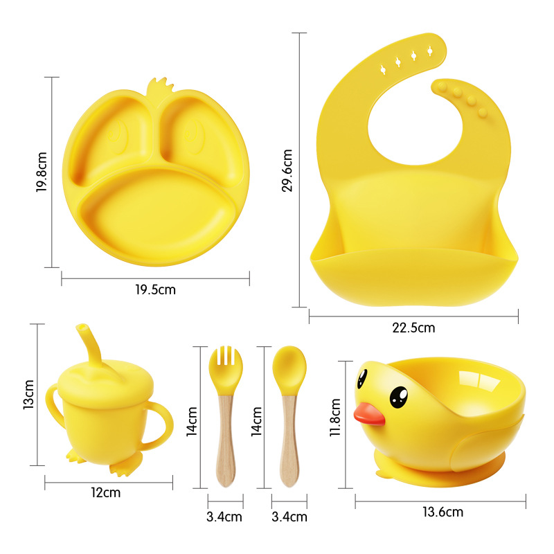 Ventas transfronterizas en caliente de silicona para niños cubiertos para bebés herramientas de cuenco de ventosas cuenco de comedor anti-caída productos para madres y bebés