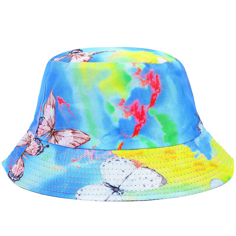 Nuevo patrón impreso sombrero de pescador teñido con lazo de doble cara sombrero de lavabo para hombres y mujeres de verano al aire libre protección solar sombrero para el sol image 1