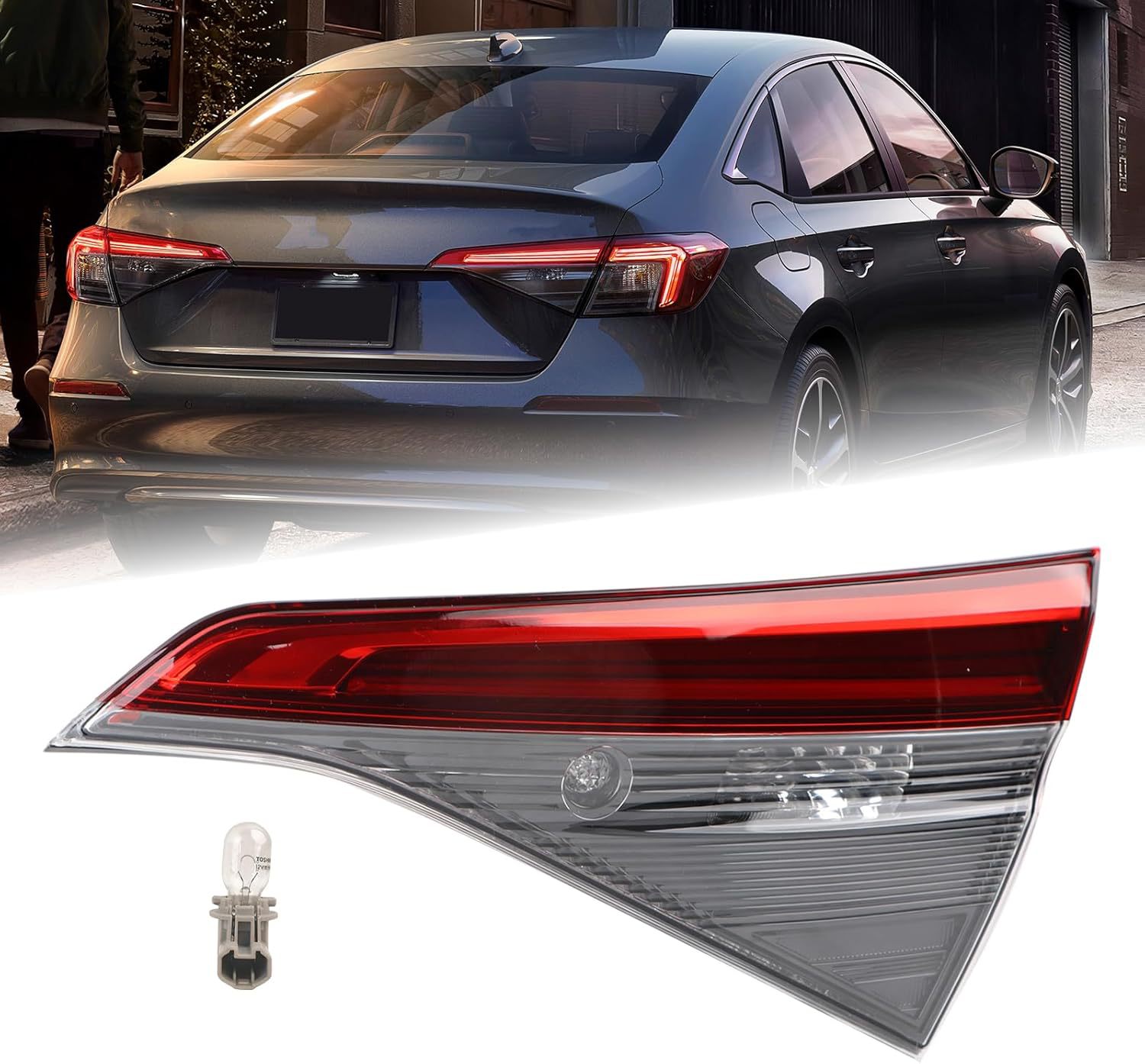 Suitable for Honda Civic 2022 Model Rear Tail Light Assembly Led Smoked Black Tail Light Modified Version Brake Light Reversing Light