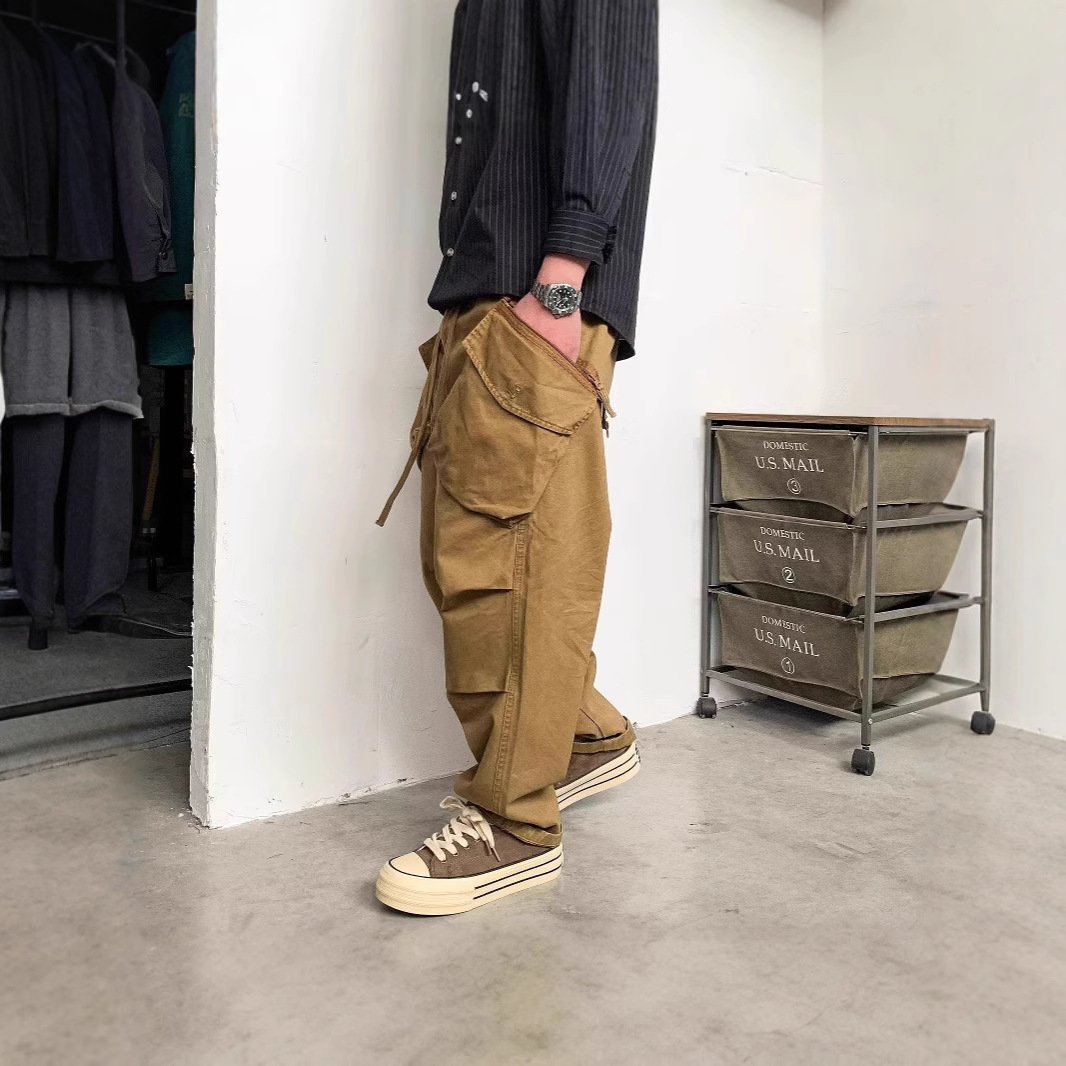 American Style Retro Men's Tapered Loose Overalls Trendy Spring and Autumn Youth Three-Dimensional Pocket Casual Pants Men's Long Pants