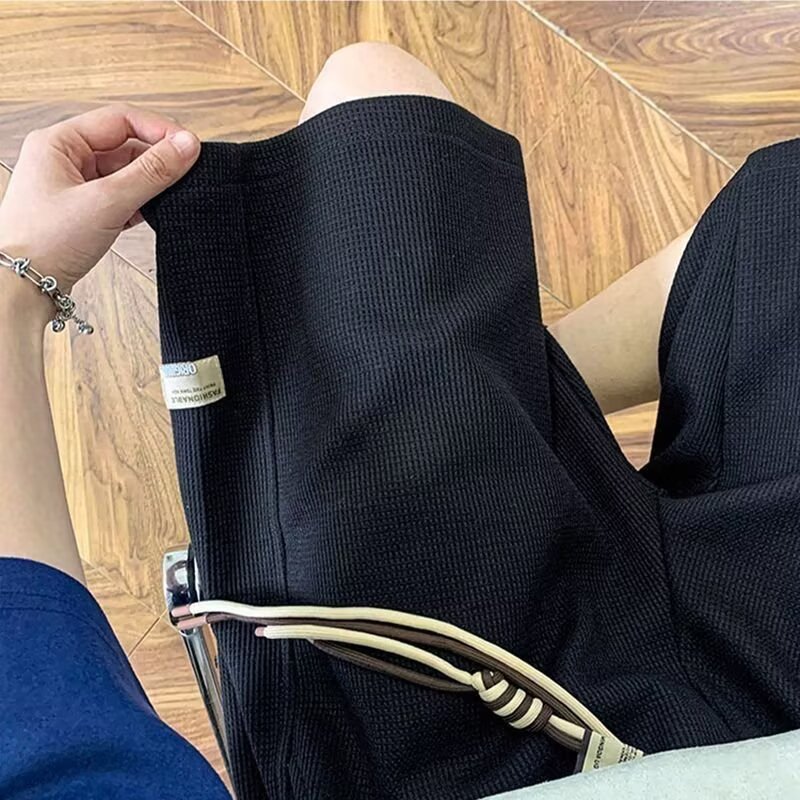 Pantalones cortos tipo waffle para hombre, estilo americano, de baloncesto, de tela gruesa, a la moda, de marca, de corte holgado, para verano 2026